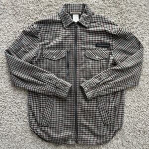 Vintage Pierre Balmain Italy Wool Full Zip Jacket Brown Plaid Men’s Size Large